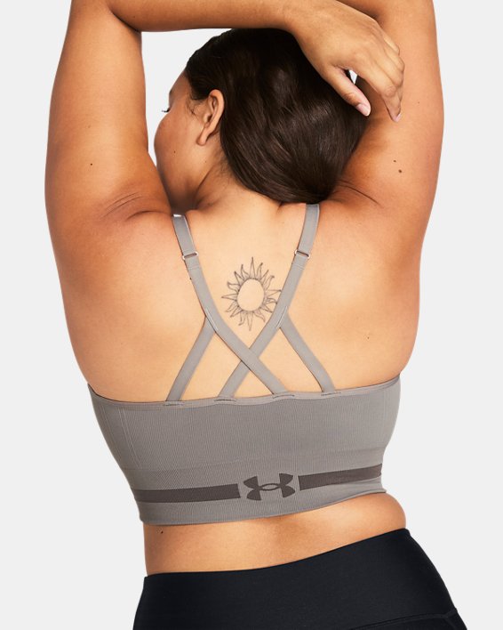 Women's UA Seamless Low Long Sports Bra in Gray image number 7